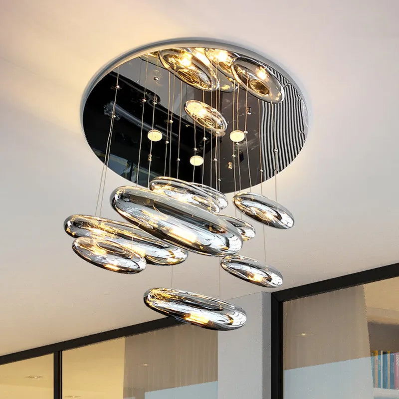 Mercury Collection LED Glass Pendant Lamp - Silver Luxury Designer Lighting