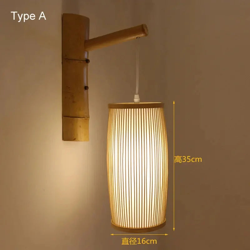 Bamboo Wall Lights: Retro Hand-woven Luminaire for Bedroom, Corridor, Hotel, Restaurant Decor