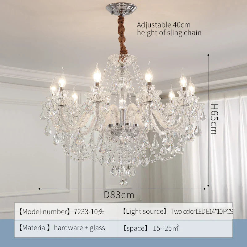 Crystal Chandelier LED Candle K9 Crystal Lamp for Living Dining Bedroom Shop