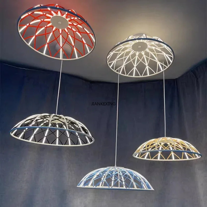 SKynest Rope LED Chandelier: Circular Woven Fireworks Light for Living Room & Restaurant