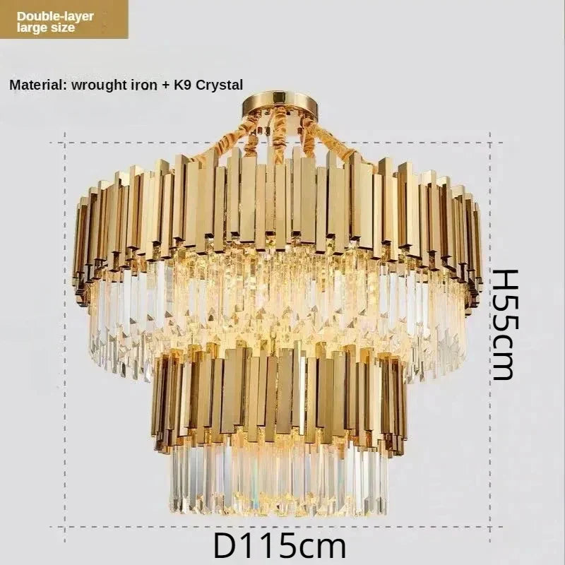 Crystal Ceiling Chandelier: Luxury Round LED Light for Living Room, Artistic Home Decor