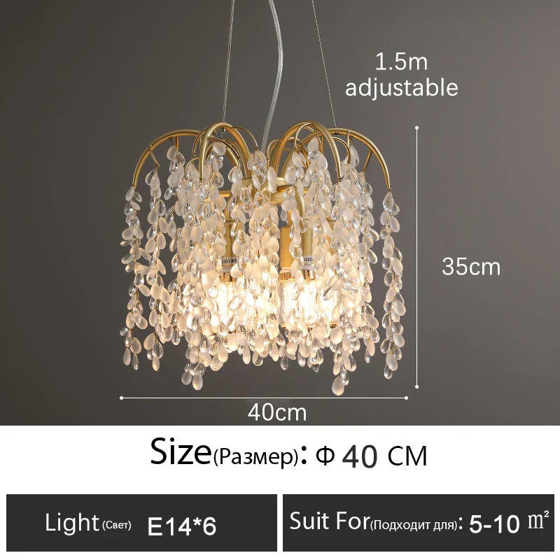 Crystal Led Chandelier Golden Luxury Living Room Ceiling Lamp
