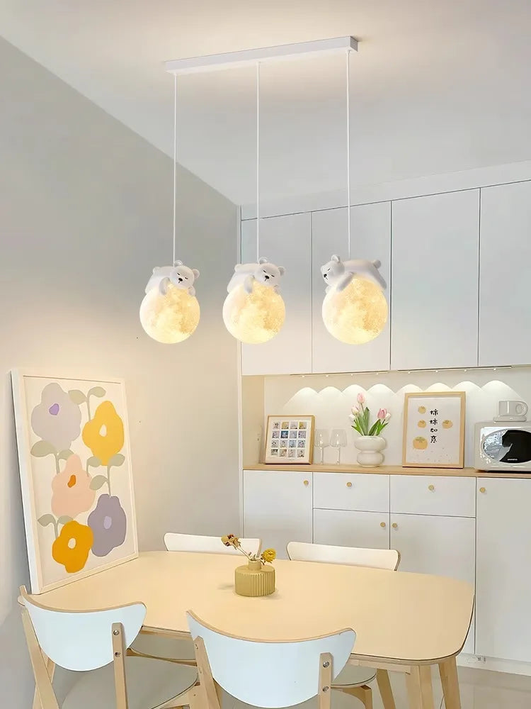 Moon LED Chandelier for Children's Room, Bedroom, Dining Room - Modern and Creative Lighting