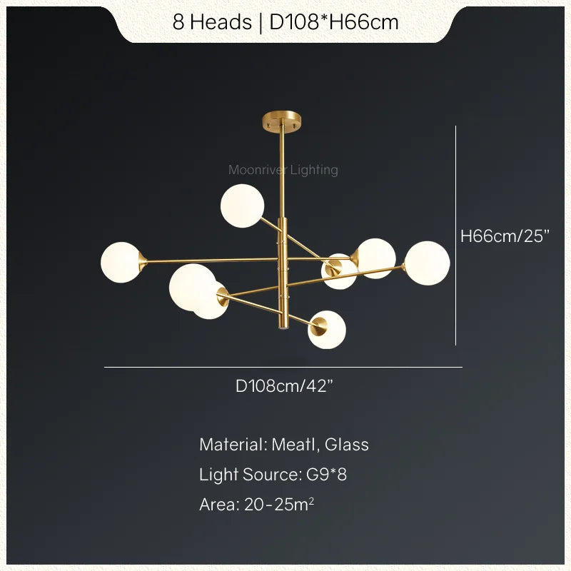 Minimalist Nordic Glass Ceiling Lamp Pendant Light Chandelier for Modern Living Room