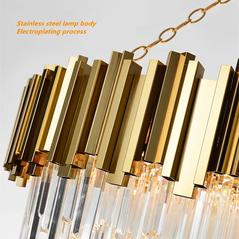 Stainless Steel Crystal Pendant Chandelier for Modern Luxury Indoor Lighting