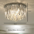 Luxury Crystal Ceiling Light Gold/Chrome Metal Round LED Lamp