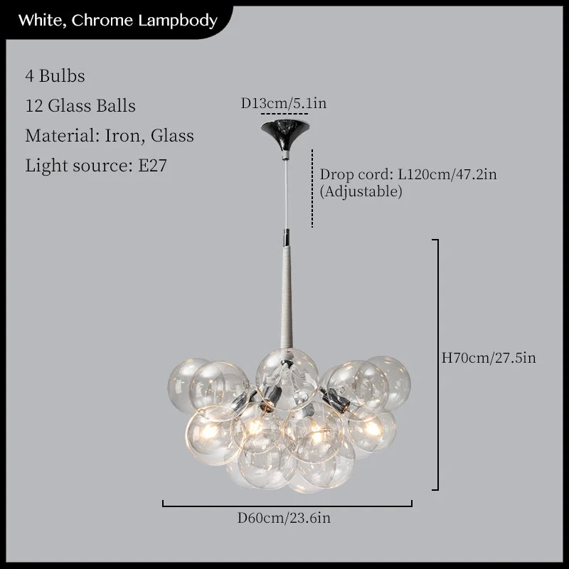 Glass Balls Ceiling Pendant Lights Minimalist Living Room Chandelier Shop Bar Decor