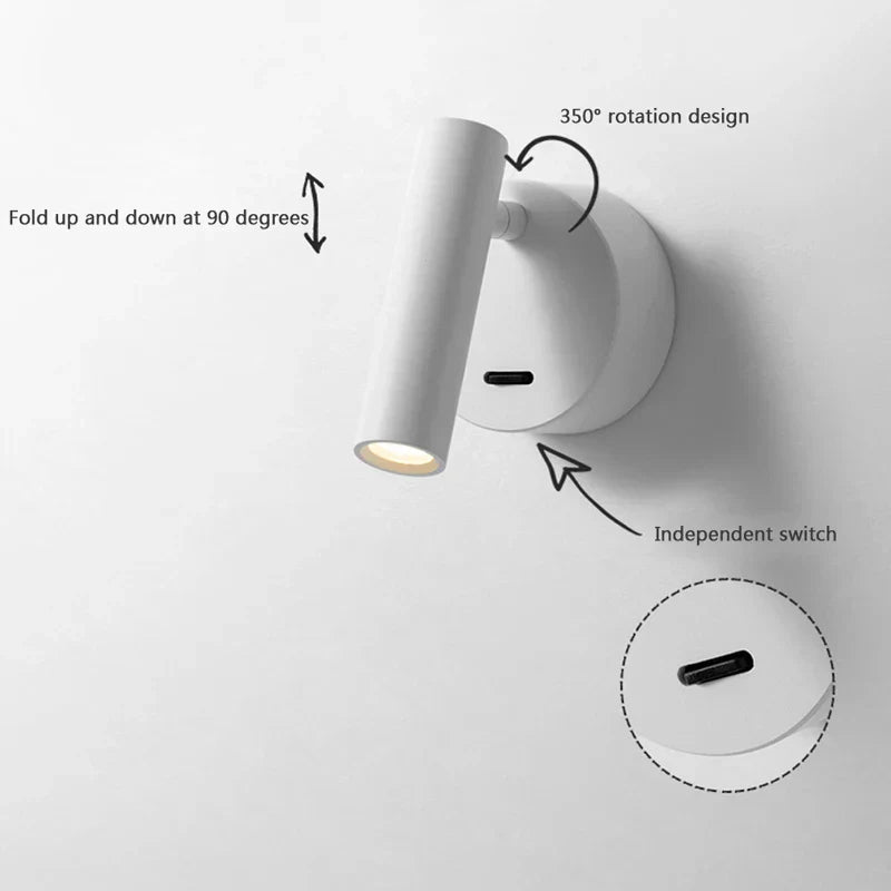 Minimalist LED Wall Lamp: Adjustable Rotation and Folding for Bedroom, Living Room Decoration