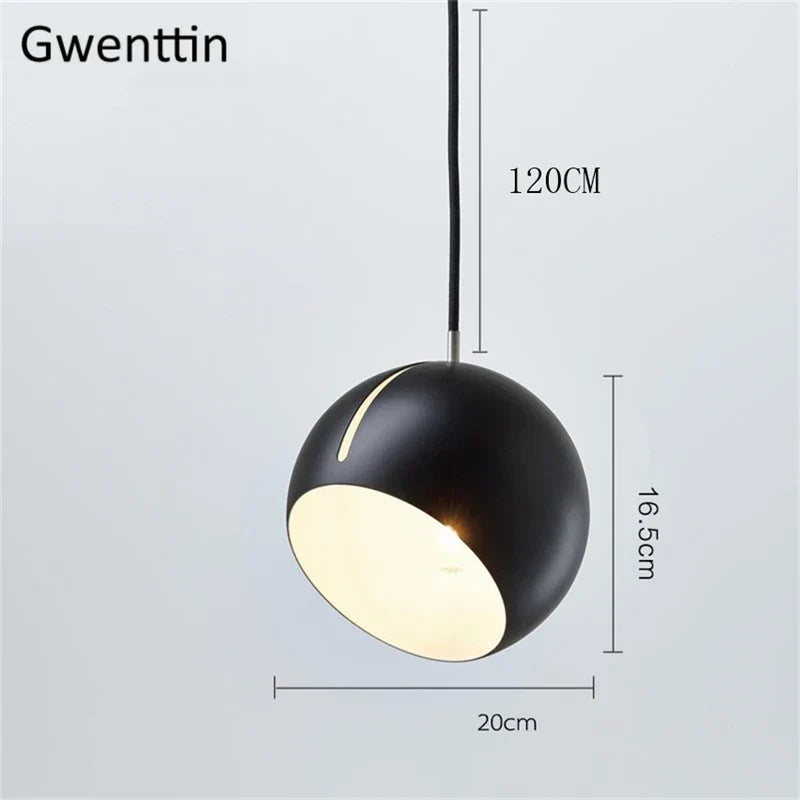 Gold Ball Pendant Light: Nordic Modern LED Hanging Lamp for Home Decor