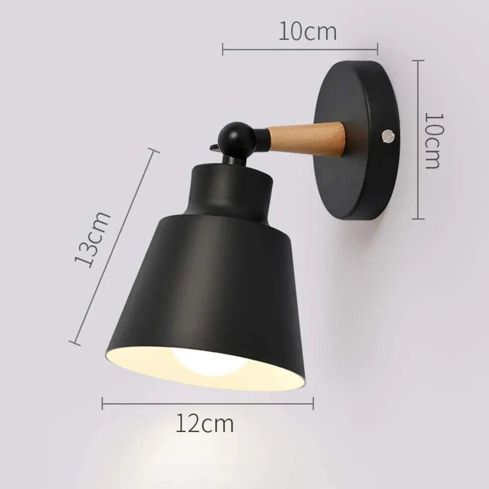 Nordic Wood Sconce Lights E27 for Bedroom Living Room, LED Wall Lamp Home Decor