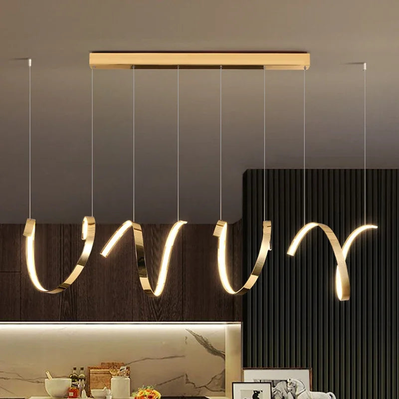 Gold Irregular LED Pendant Lights for Modern Living & Dining Room Lighting