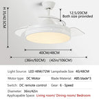 White Ceiling Fan Light with Hidden Fan, Remote Control for Bedroom and Restaurant
