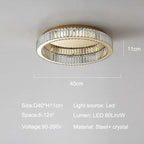 Luxury Gold Crystal Ceiling Light Ring LED Glossy Indoor Living Room Lighting