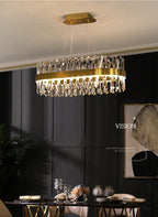 Gold Crystal Chandelier LED Light for Dining and Living Room