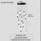 Modern Duplex High-rise LED Chandelier in Black Gold
