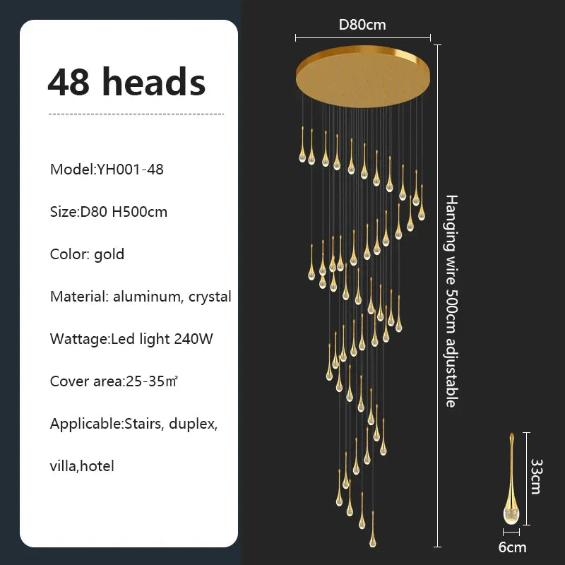 Crystal Chandelier: Modern LED Pendant Light for Villa Living Room and Attic