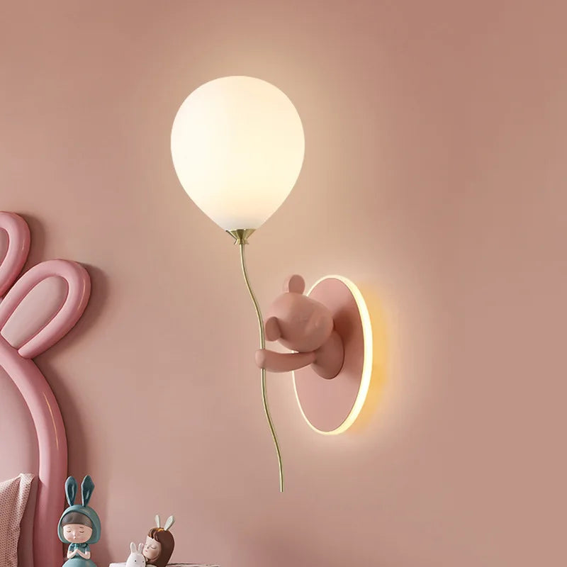 Cartoon Bear Balloon LED Wall Lamp for Children's Room