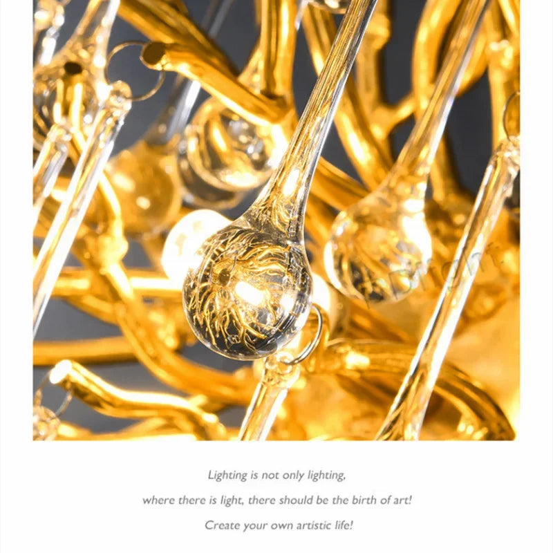 Gloss Light Luxury Crystal Ceiling Chandelier for Living Room & Dining Room