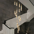 Gold Drop Design LED Crystal Chandelier for Staircase & Lobby