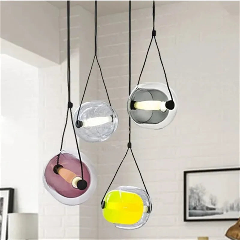 Czech Glass Capsule Pendant Light for Colorful LED Restaurant Bar Chandelier