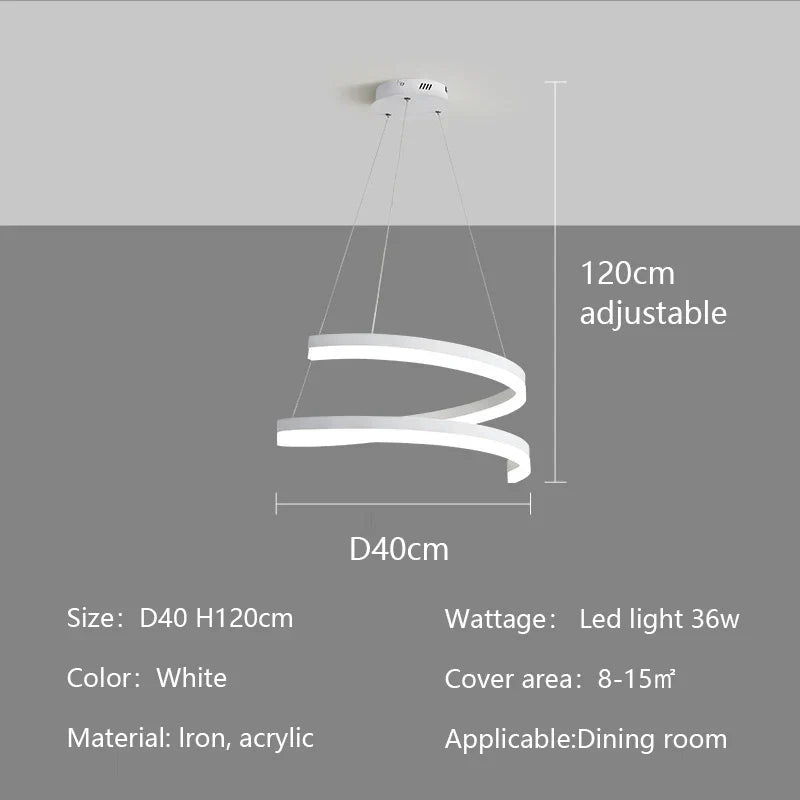 Nordic LED Pendant Lights Dimmable Chandelier Ring Lamp Fixture