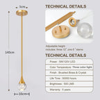 Modern Glass Ball Crystal LED Pendant Lighting for Kitchen Bedroom Home Decor