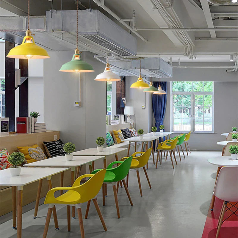 Vintage Pendant Ceiling Light for Home and Restaurant, Macaron Colors Hanging Lampshade