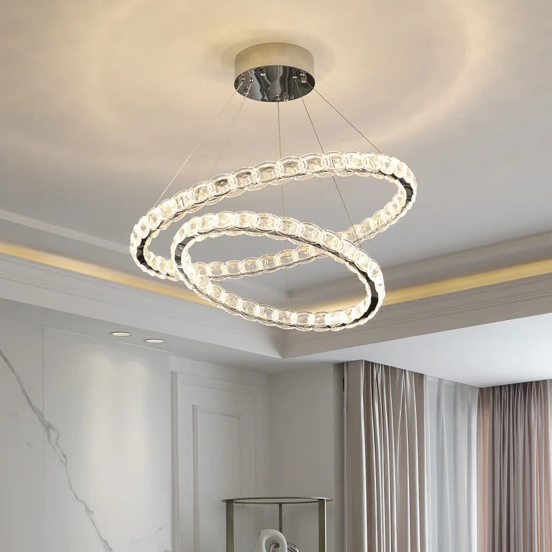 Crystal Chandelier: Modern Net Red Circle Light for Living Room, Bedroom, Restaurant
