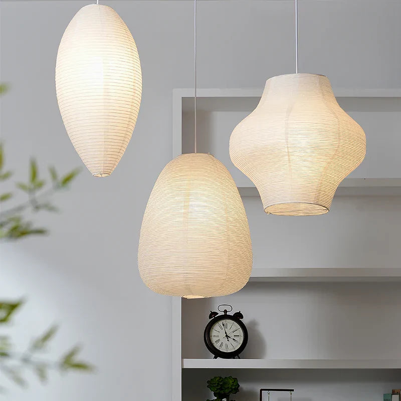 Akari Rice Paper Pendant Lamp for Living Room Bedroom - Wabi Sabi Design