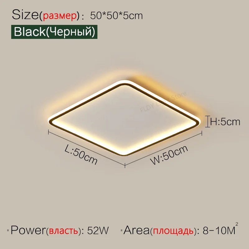 Modern LED Ceiling Lights Rectangular Smart Main Lamp Nordic Style