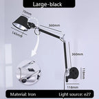 Industrial Black Silver Swing Arm Wall Lamp - Rotatable Miniature Table Lamp E27