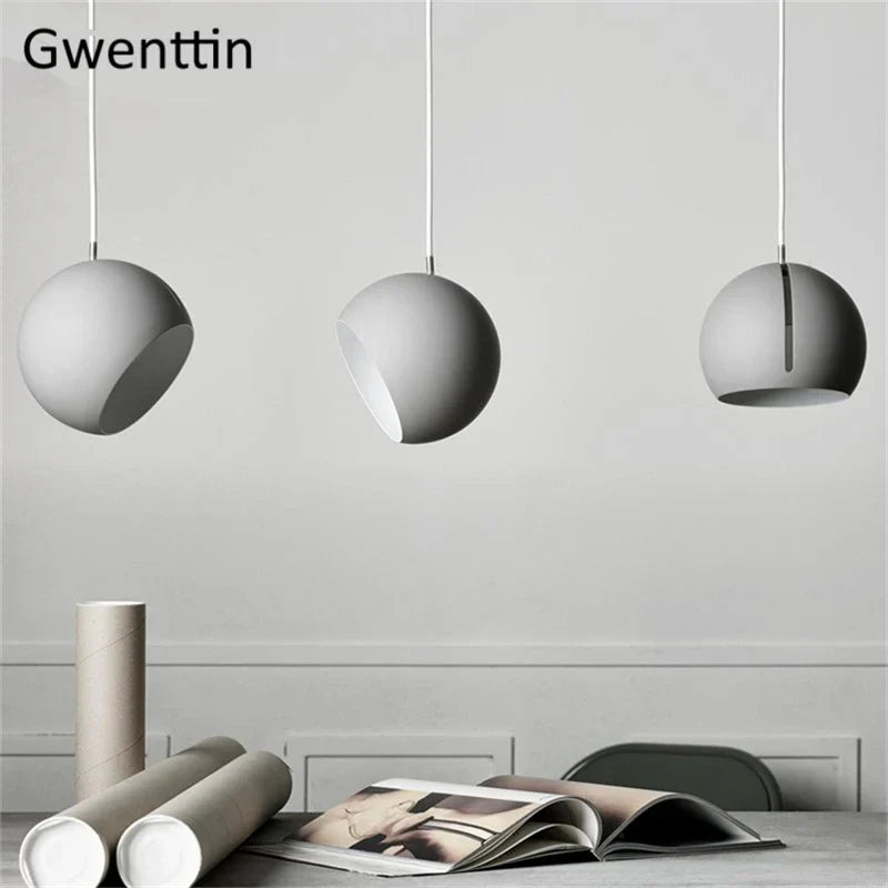 Gold Ball Pendant Light: Nordic Modern LED Hanging Lamp for Home Decor