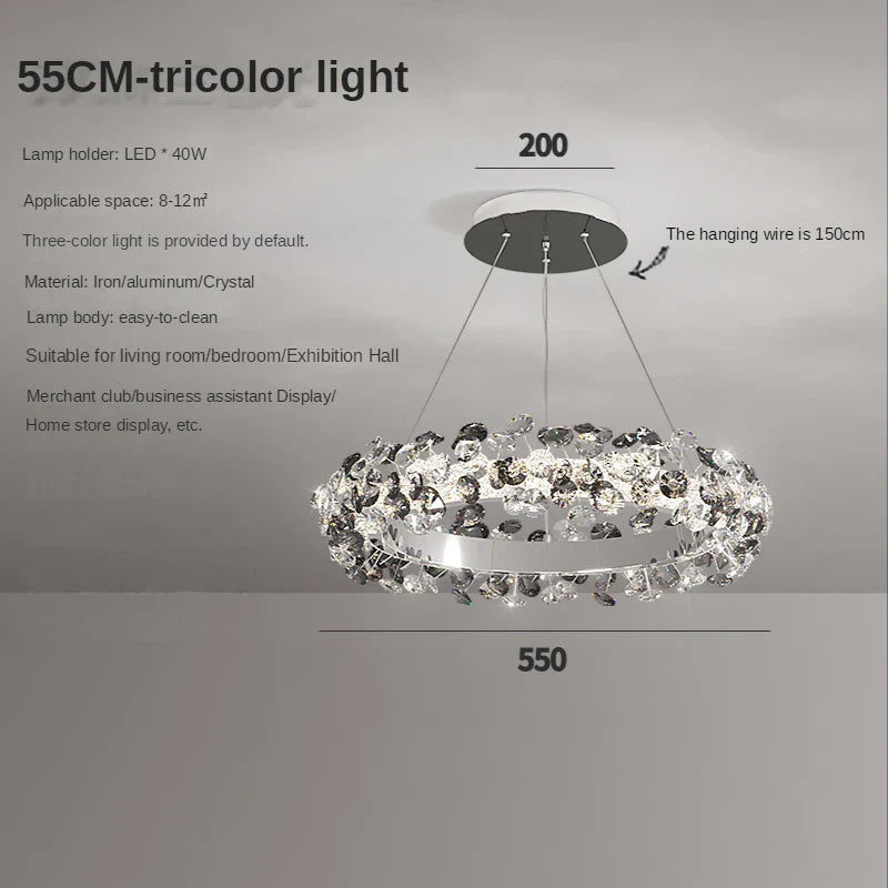 Sun Flower Crystal Rings Chandeliers: Modern Luxury Nordic Home Decor Hanging Ceiling Light