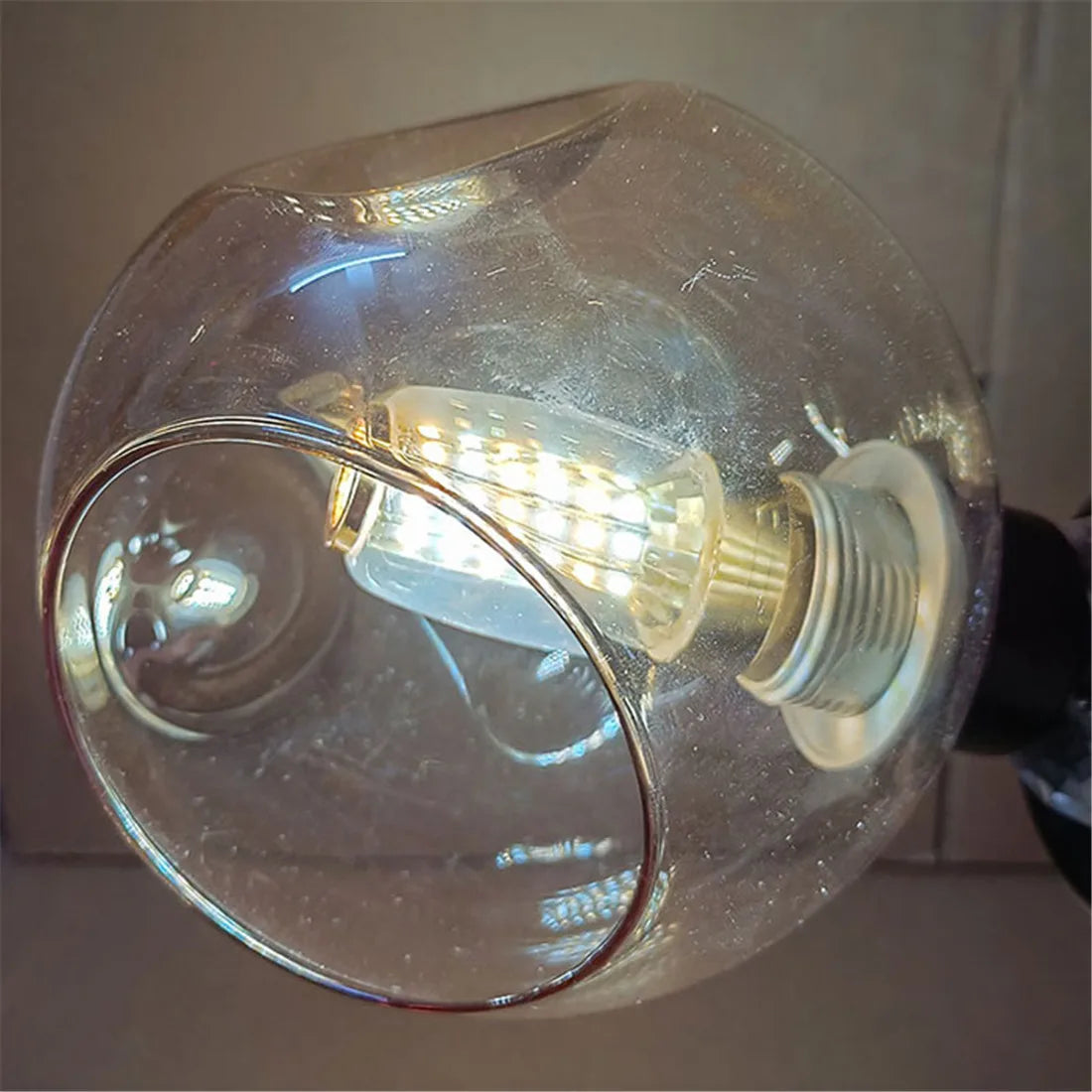 Side Opening Glass Shade Replacement for E27 Socket, D15cm, 45°C - Table Lamp Chandelier Cover