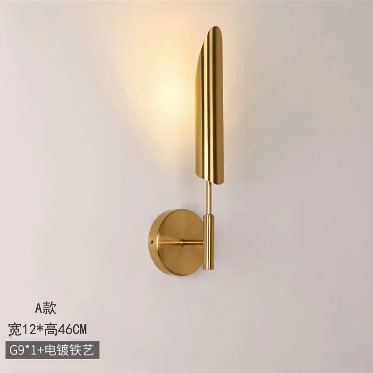 Golden Inclined Tube Wall Lamp for Modern Luxury Living Room Bedroom Décor