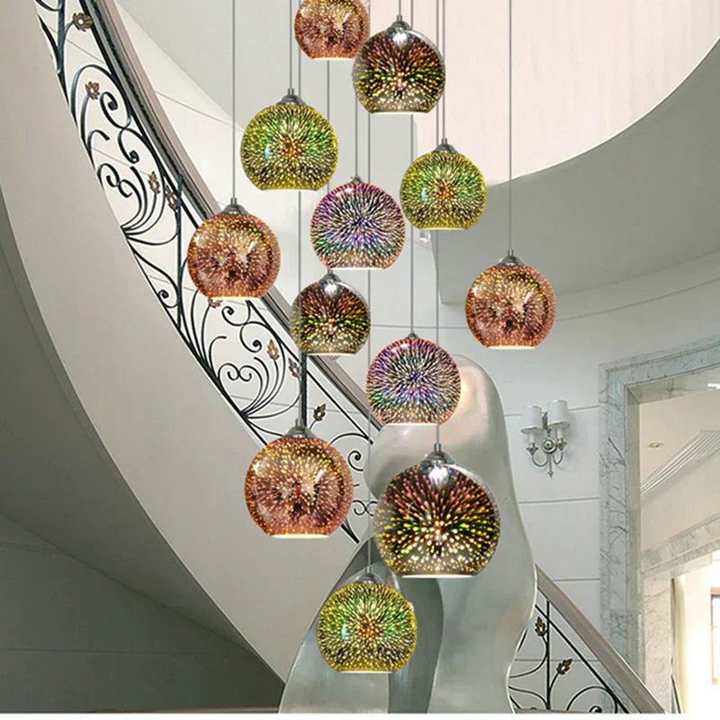 Colorful Glass Ball LED Pendant Light for Bar Dining Kitchen.