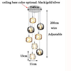LED Stair Chandelier: Luxury Amber/Crystal Indoor Lighting Fixture