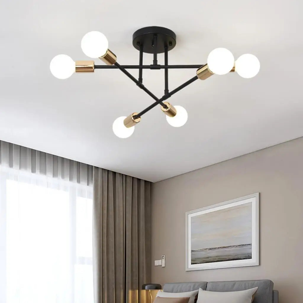 Nordic Minimalist LED Ceiling Chandelier Black Gold for Living Rooms Bedrooms