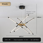 Stick Chandelier for Living Room Dining Kitchen LED Lighting Fixtures