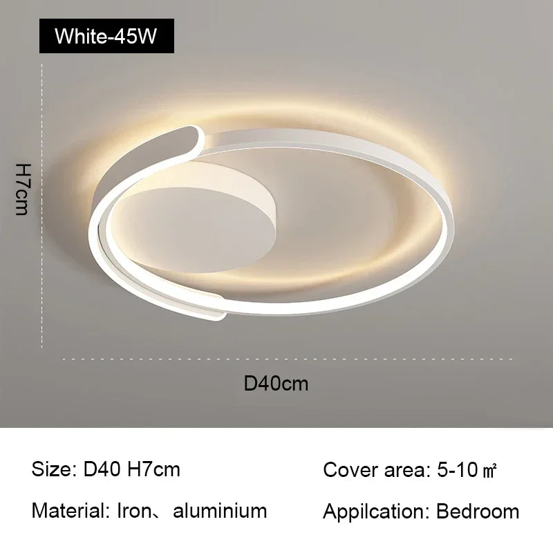 Circle LED Ceiling Lamp | Minimalist Round Iron Dimmable Bedroom Light Fixtures