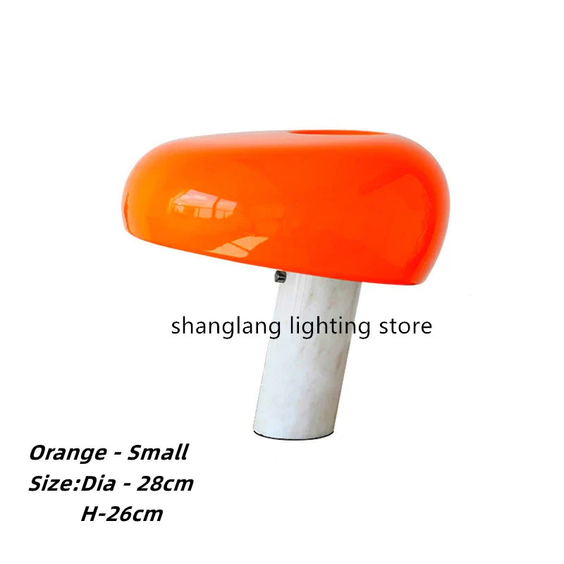 Mushroom LED Table Lamp - Orange Night Light for Kid's Bedroom and Study Desk