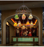 Turkish Mosaic Chandelier: Colorful Stained Glass Pendant Lamp