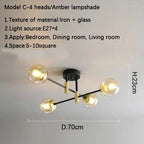 Glass Ball Black Chandelier - Nordic Round Dining Table Ceiling Chandelier