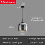 Glass LED Pendant Chandelier for Dining Room Bar Bedroom Decor