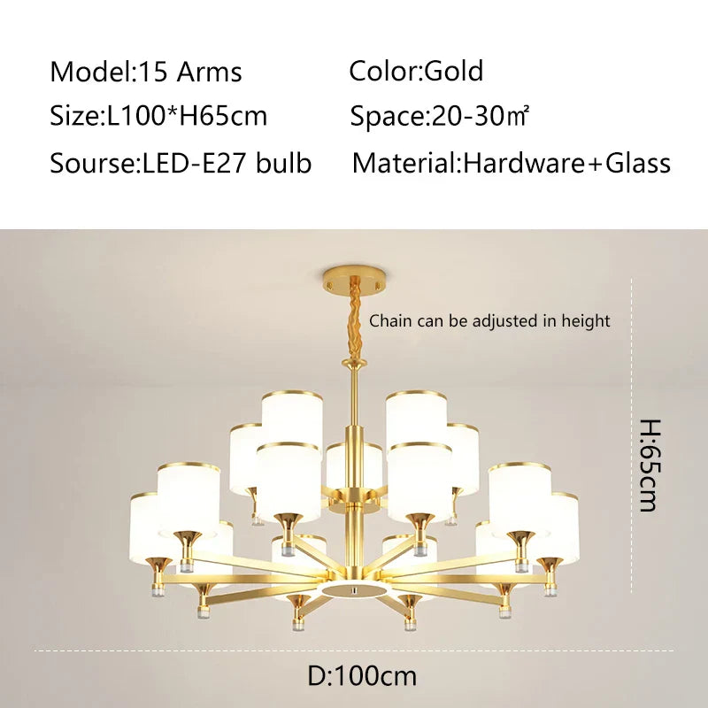 Glass Chandelier: Nordic Modern LED Hanging Light for Living Room and Bedroom