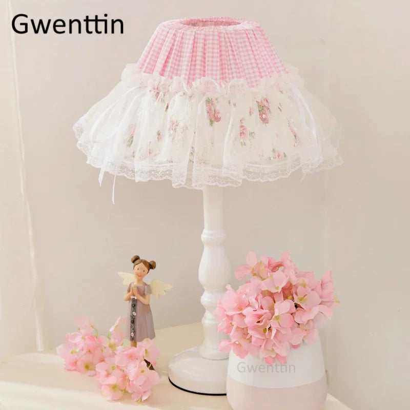 Korean Lace Princess Table Lamp for Kids Room, Bedroom, Bedside - Modern Light