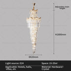 Crystal Duplex Chandelier: Luxury Living & Stair Lamp for Loft Apartment & Villa