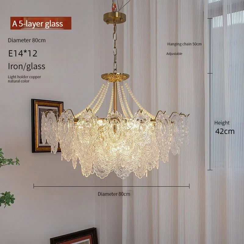 Modern Luxury Clear Glass Chandelier for Bedroom Living Room Kitchen.