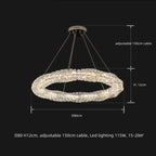 Luxury Crystal Pendant Chandelier for Modern Living Room, Dimmable LED Round Luminarias