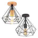 Retro LED Ceiling Light: Industrial Vintage Fixture for Bedroom, Porch, Aisle - E27 Metal Cage